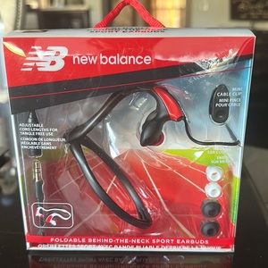 New Balance new in box foldable behind the ear sports earbuds. Never used